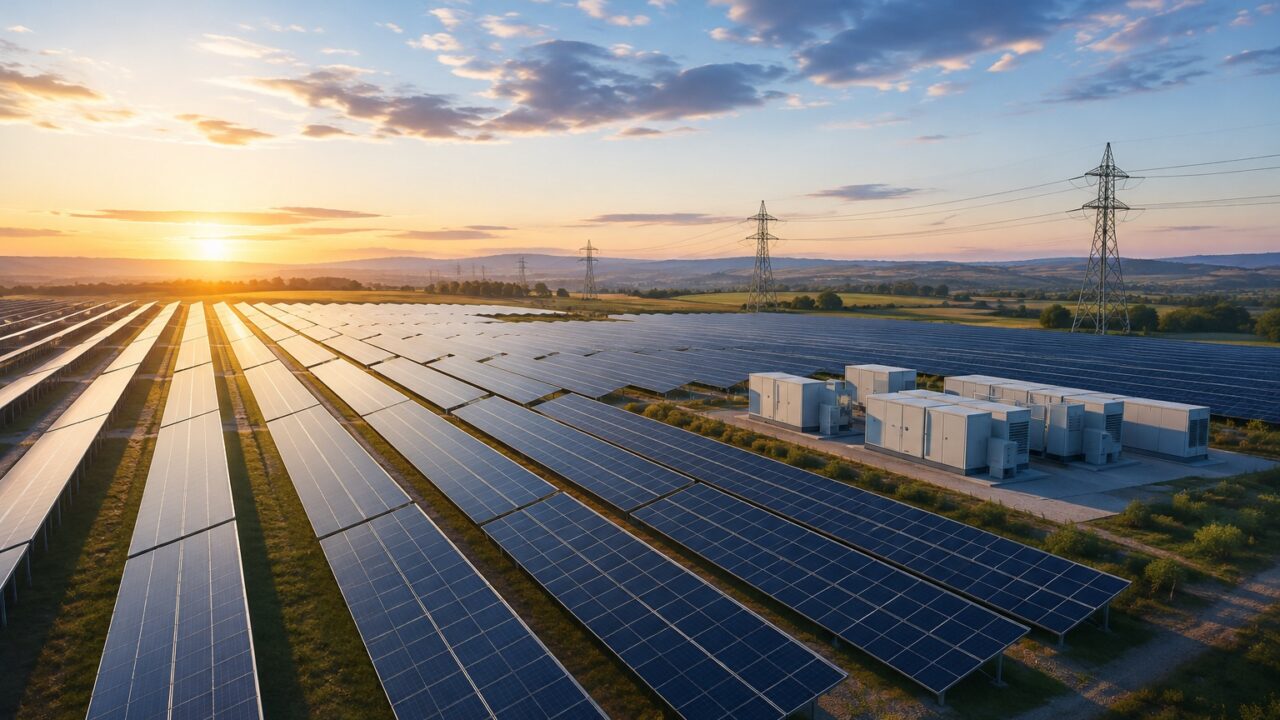 Installation solaire photovoltaïque à grande échelle reliée au réseau électrique