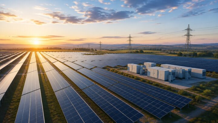 Installation solaire photovoltaïque à grande échelle reliée au réseau électrique