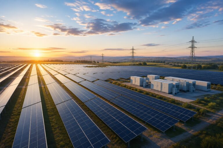 Installation solaire photovoltaïque à grande échelle reliée au réseau électrique